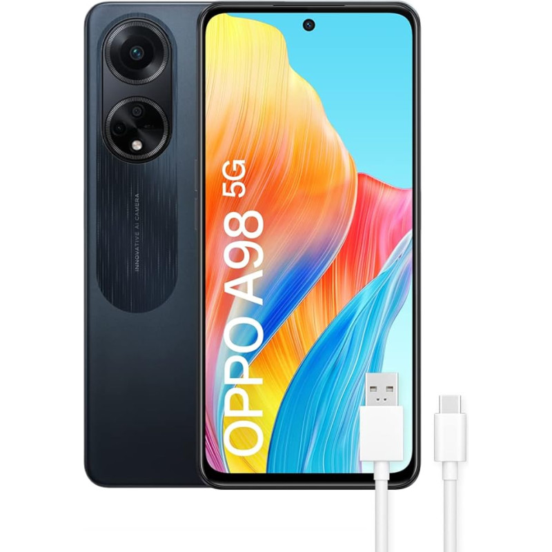 OPPO A98 5G, dvigubas, 256 GB, 8 GB RAM, kietai juodas