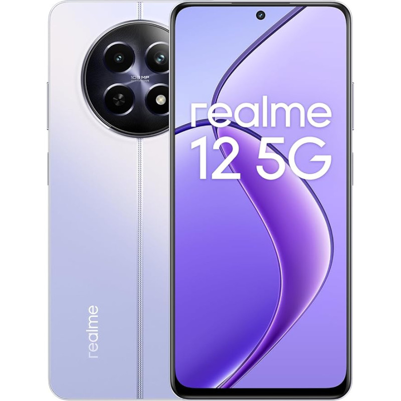 realme 12 5G išmanusis telefonas 8 + 256 GB, 108MP 3X priartinimo portreto kamera, 6 lygių dinaminis atnaujinimo dažnis, 45 W 