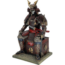 LOOYAR Medieval Ancient Samurai Undead Warrior Resin Statue Ornament Figure Craft for Home Living Room Porch Decoration Office Desk Table Arrangement Gift (Red Gold)