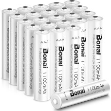 BONAI Rechargeable batteries, high capacity 1100 mAh AAA Ni-MH