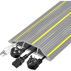 Grindų kabelių dangtis, 2 m stiprus grindų kabelių apsauginis dangtis su 3 kabelių kanalais, guminis grindų kabelių dangtis, lauko kabelių dangtis, grindų kabelių dangtis, idealiai tinka biurui, namams, dirbtuvėms, sandėliui,