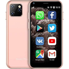 Rainbuvvy XS11 Mini 3G mobilusis telefonas Mažas 2,5 colio Android 6.0 1GB RAM 8GB ROM Quad Core Dual SIM 1000mAh su 3D stiklu Plonas korpusas HD kamera WiFi (rožinis)