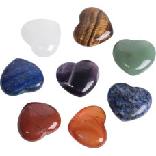 mookaitedecor Gydomųjų kristalų širdies čakros akmenys ir rūpesčių akmuo Kišeninis akmuo įžeminimui, pusiausvyrai, raminančiai meditacijai, Reiki ir namų puošybai (8 dalių rinkinys)