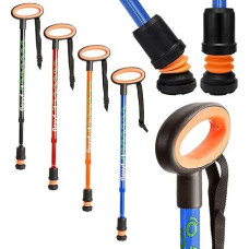 Flexyfoot Shock Absorbing Oval Handle Walking Stick - Blue - Improves Safety, Improves Grip, Reduces Shocks & Jarring