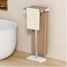KES BTH228-2 Freestanding Towel Holder Bathroom Standing Stainless Steel with 2 x Thick Marble Base, Bath Towel Holder 304 Stainless Steel, Towel Stand Stable Brushed