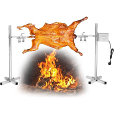 Aomdom Fully Automatic Electric Grill BBQ Rack 15W Height Adjustable Electric Rotary Grill Skewer Set with Motor for Outdoor Cooking Camping Hiking Picnic