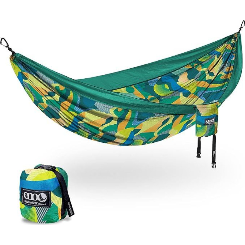 ENO, Eagles Nest Outfitters DoubleNest Print Lightweight Camping Hammock 1 to 2 Person Retro Emerald