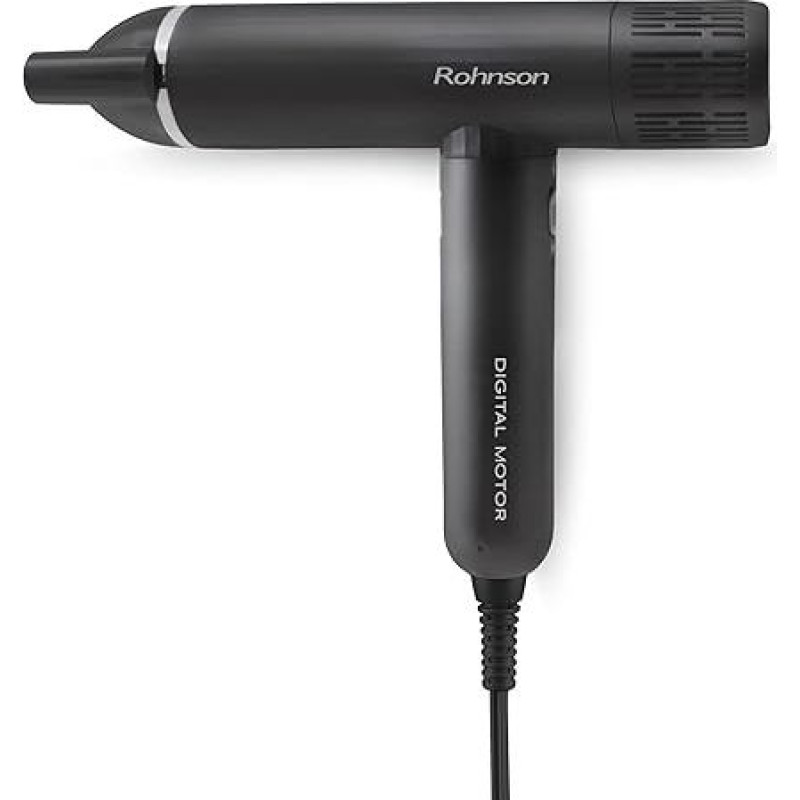 Rohnson Electra Pro Ultra Light Hair Dryer 330g 1900W Ionic Function Memory Modern Design High Performance 3 Temperature and Speed Settings Overheat Protection Cable 3m