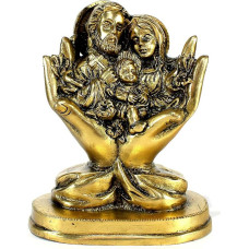 StonKraft - 14cm Brass - Mary Joseph and Jesus Christ - Jesus Family in Hands - Idol Murti Statue Sculpture Figure
