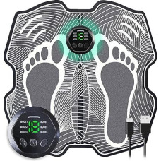 Zhailyn EMS Foot Massager - Electric Foot Massager Mat Pain for Circulation Home Electronic Muscle Stimulator Foldable Foot Massager USB Rechargeable 8 Modes 18 Intensities