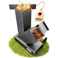 Drei Eichen - Raketinė lauko viryklė olandiškai orkaitei, griliui, terasai ir daugeliui kitų reikmenų Nesurenkama Stabili ir kompaktiška. Raketinė viryklė kaip stovyklavimo krosnelė, skirta gaminti maistą be dujų ir elektros. Krosnelė iš patrankos.