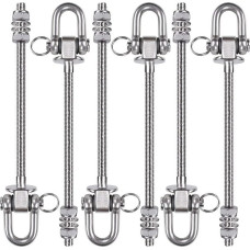 SELEWARE Heavy Duty Swing Hanger, Stainless Steel Swing Hook for Wooden Beams and Steel Carriers, Yoga Hammock, Punch Bag, Porch, Swings, 6 Pack