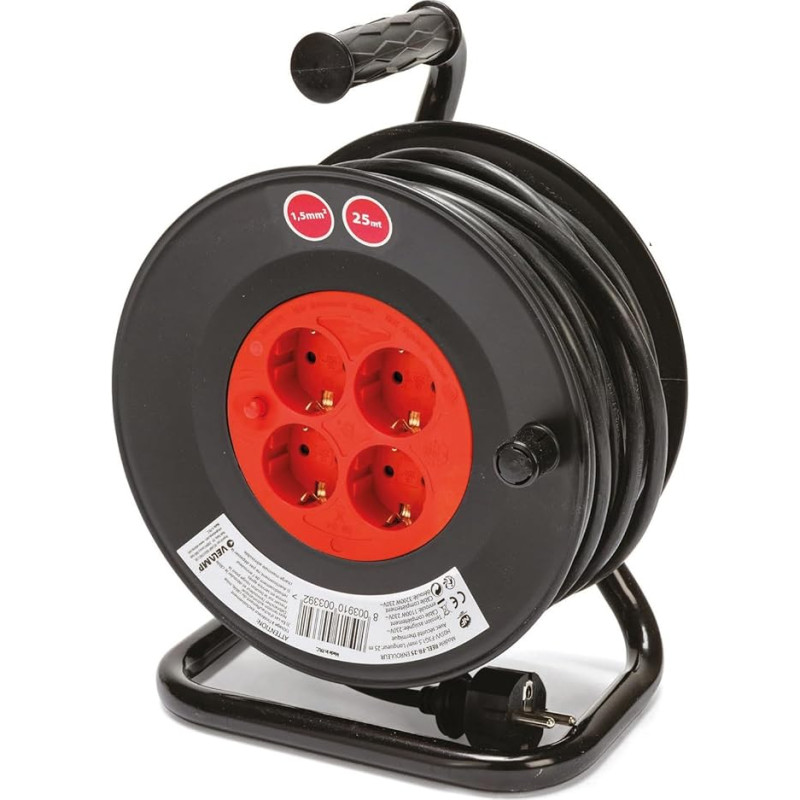 H05VV-F 3G1.5 mm² Cable Reel 25 m Cable Reel with 4 Sockets