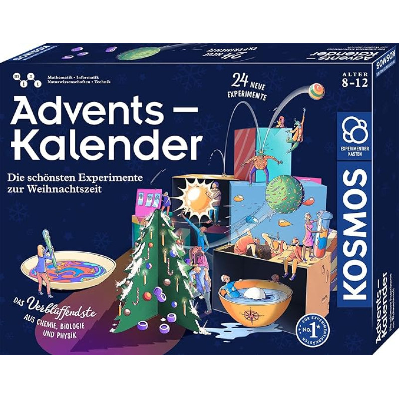 KOSMOS 661076 Experiment Box Advent Calendar, The Most Beautiful Experiments at Christmas Time, in 5 Minutes, for Children from 8-12 Years, Toy Advent Calendar, Science Advent Calendar