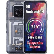 AGM X6 5G lauko mobilusis telefonas be sutarties su temperatūros jutikliu (2024), 8GB + 128GB/512GB, 6,78 colių FHD+ ekranas, 