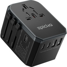 EPICKA kelioninis adapteris visame pasaulyje, universalus 30 W kelioninis kištukinis adapteris, tarptautinis kištukinis lizdas su 3 USB-C, 2 USB-A, kelioninis adapteris Vokietijai, JAV, Jungtinei Karalystei, Japonijai, Tailandui, Australijai TA-105C