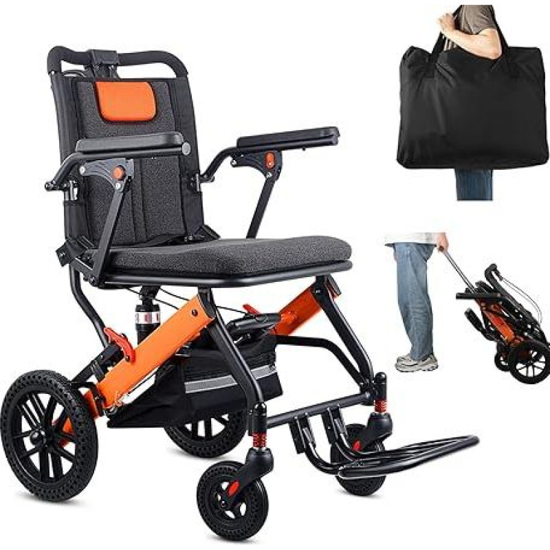 WEYRAL Lengvas sulankstomas neįgaliųjų vežimėlis su teleskopine rankena ir kelioniniu krepšiu, kelioninis neįgaliųjų vežimėlis Ultralengvas sulankstomas lengvas sulankstomas neįgaliųjų vežimėlis Ultralengvas kelioninis neįgaliųjų vežimėlis Sulankstomas tr