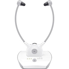 APH100 Belaidės ausinės televizoriui, 2,4 GHz belaidės TV ausinės vyresnio amžiaus žmonėms (3,5 mm AUX, RCA, yra 2 baterijos ir du ausų kištukų komplektai)