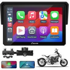 Carpuride W502 Motociklų Carplay ir Android automobilis, IP67 vandeniui atsparus nešiojamas automobilinis radijas, 5 colių IPS jutiklinis ekranas, navigacija / siri motociklams