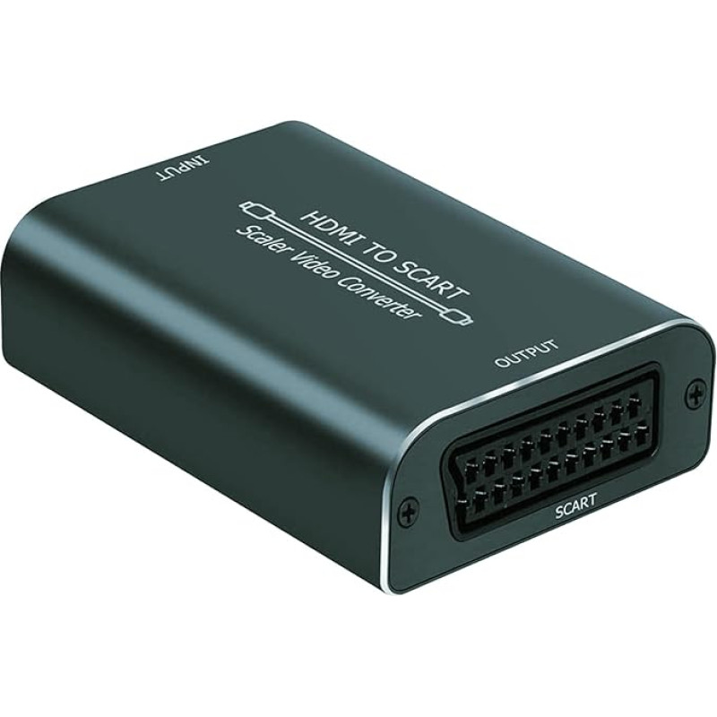 Ozvavzk HDMI ir Scart adapteris, aliumininis HDMI ir Scart keitiklis, Full HD 1080P vaizdo garso keitiklis, HDMI ir Scart adapteris su maitinimo šaltiniu 5V/DC, skirtas TV Sky HD Blu Ray DVD STB VHS Box PS3 VCR