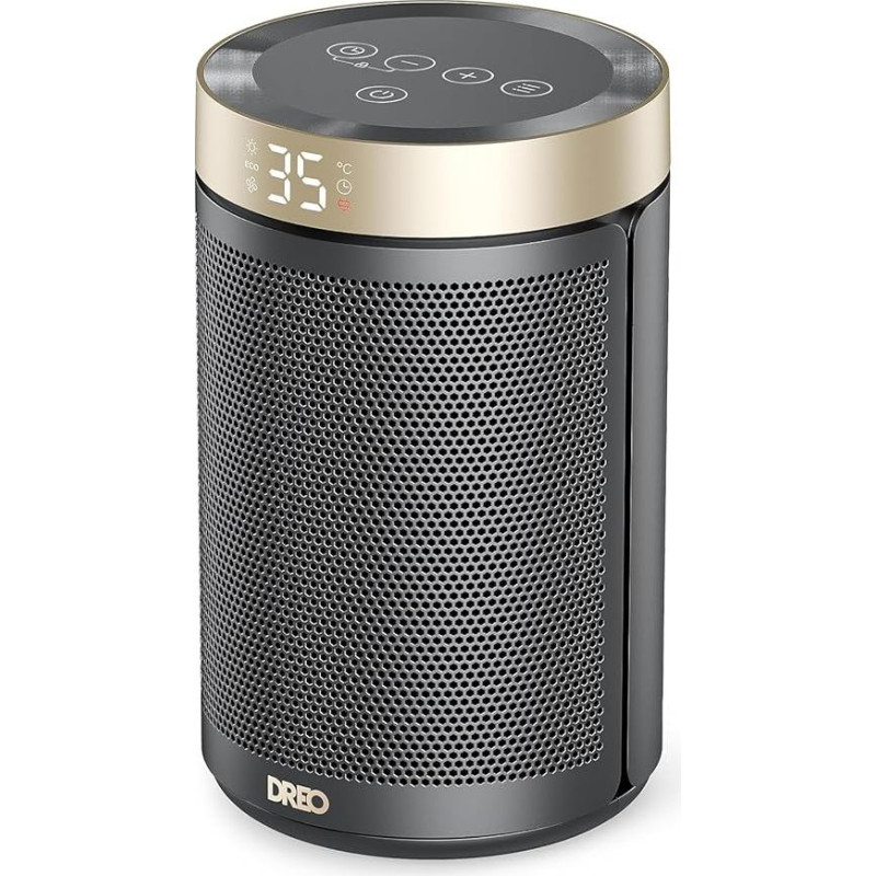 Dreo Energy Saving Fan Heater, 34 dB Quiet 1500 W Electric PTC Ceramic, Thermostat, Overheating & Tilt Protection, 12 Hour Timer, Electric Heater for Rooms, Bedroom, Atom 316, Gold