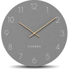 Cander Berlin MNU 2640 C XXL Wall Clock Silent 40 cm No Ticking Analogue Living Room Modern Vintage Grey Wooden Hands Large