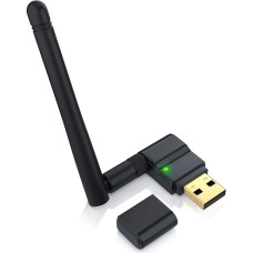 CSL - 300 Mbps WLAN Stick mit Abnehmbarer Antenne - Belaidis LAN - USB 2.0 Stick - Mini Dongle 802.11n b g - SMA Buchse 150 54 - Windows 11 fähig - Schwarz