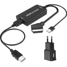 AMANKA HDMI ir Scart keitiklio adapteris HDMI į Scart su HDMI kabeliu ir Scart kabeliu Full HD 1080P vaizdo ir garso keitiklis HDTV STB VHS Xbox PS3 Sky DVD Blu-ray ir kt.