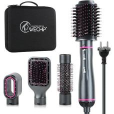 [5-in-1] WeChip Hair Dryer Hot Air Brush, [Removable] Hair Dryer Brush for Drying, Volumising, Straightening, Curling, [Negative Ion] Hot Air Brush Reduces Frizz Anti-Static, Suitable for All Hair