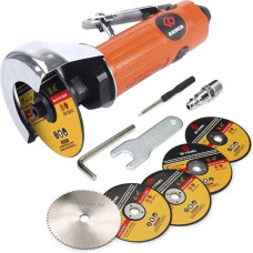 BaiNuo Air Cut Off Tool 3 Inch, Pneumatic Grinder Cutter Straight Saw Cutting Tools with 75 mm Meat Cutting Discs and HSS Saw Blade for Metal Wood Plastic Processing
