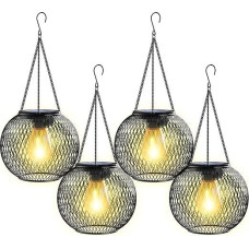 Ortiny Solar Lights for Outdoors, Pack of 4, IP65 Waterproof Metal Solar Lights for Outdoor Garden, Christmas Decorations, Solar Lights for Garden, Outdoor, Garden Decoration, Patio, Tree, Balcony,