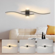 BRIMETI LED Wall Light Black 100 cm Long Indoor Wall Lamp 21 W Aluminium 230 V Modern Hallway Lamp Tri-Colour 3000 K / 4000 K / 6000 K Wall Lighting 1500 lm for Living Room Bedroom Hallway Staircase