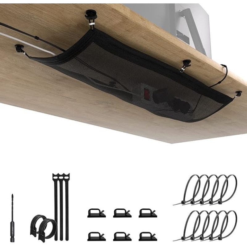 Lankstus kabelių tinklo stalas - kabelių valdymo stalas - kabelių kanalas - kabelių dėklas - kabelių tinklas juodas