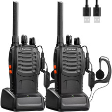 Baofeng Walkie Talkies PMR446 Radijo stotelės Profesionalus dvipusis radijas 16 kanalų interkomas Įkraunamas radijo imtuvas Siųstuvas ir imtuvas suaugusiesiems su ausinėmis (2 vnt.)