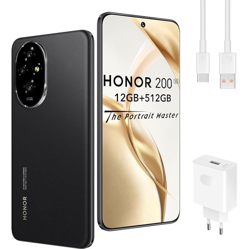 HONOR 200 5G išmanusis telefonas 12 + 512 GB, 120 Hz 6,7 colių AMOLED, 50 MP triguba kamera, 