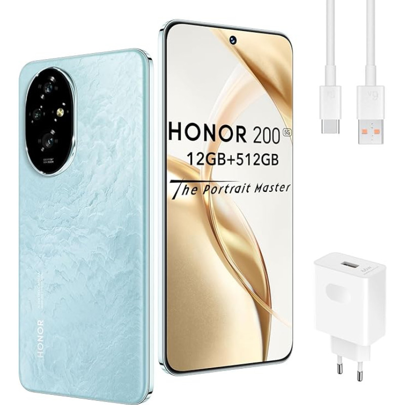 HONOR 200 5G išmanusis telefonas 12 + 512 GB, 120 Hz 6,7 colių AMOLED, 50 MP triguba kamera, 