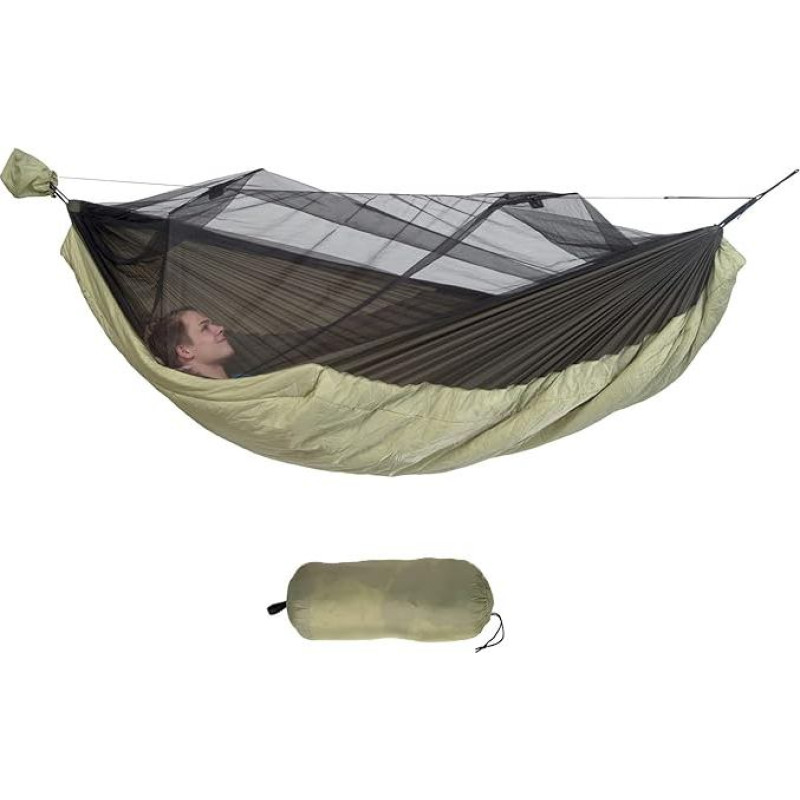 AMAZONAS Ultra-Light Hammock Mosquito Traveller Quilted XXL | Integrated Heat Protection Approx. ≥ 5 °C | Lying Surface Approx. 2.75 x 1.40 m | Weight 0.95 kg, up to 200 kg