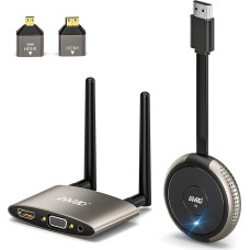 Belaidis HDMI siųstuvas ir imtuvas 4K, 5G 165FT/50M HDMI plėstuvas HDMI VGA vaizdo / garso perdavimas per du ekranus, tiesioginis perdavimas nešiojamajam kompiuteriui, planšetiniam kompiuteriui, fotoaparatui, palaiko 