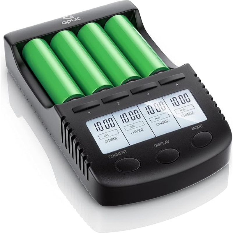 CSL - Power Battery Charger - Universal Battery Charging Station for AA AAA 18650 Batteries - Intelligent Battery Charger - Illuminated LCD Display Auto Light Off - Includes 1x USB Charging Port