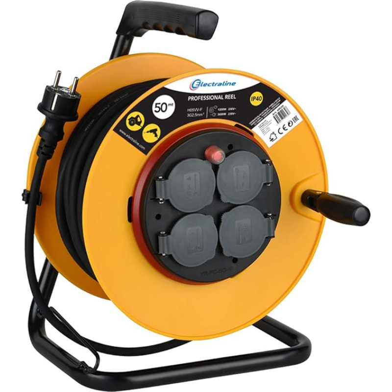 Electraline 49039 Professional H05VV-F 3G2.5 kabelių ritė 50 m su 4 