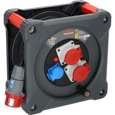 Brennenstuhl Professional Construction Site Cable Reel KD 3200 C7 with CEE Plug, 2 CEE Sockets and 1 Earthing Contact Socket (30 m Cable in Black, Permanent Outdoor Use, Made in Germany)