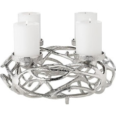 EDZARD Bernd Advent Wreath, Nickel-Plated Aluminium, Silver, Diameter 29 cm, for Candles Diameter 6 cm, Modern Candle Holder, Perfect for Cornelius Candles, Individually Decorated