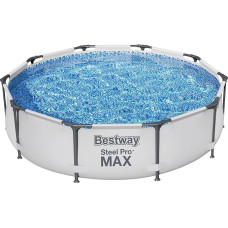Bestway Steel Pro MAX Frame Pool without Pump, Diameter 305 x 76 cm, Light Grey, Round