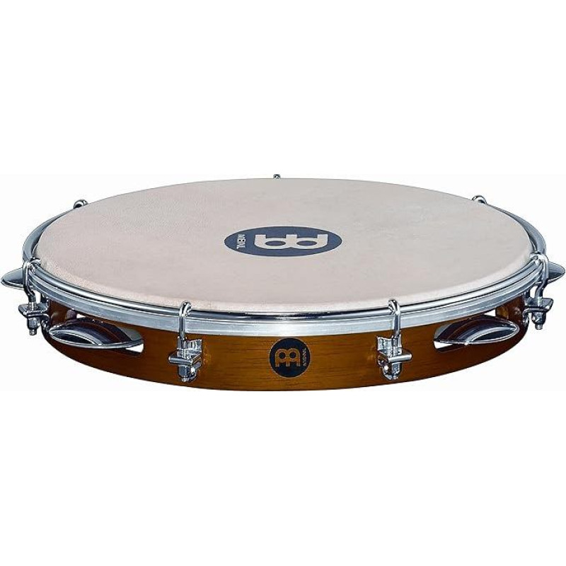 Meinl Percussion Traditional Wood Pandeiro - Rahmentrommel mit Schellen - Durchmesser 10 Zoll - Ziegenfell - Siam Eiche / Stahl, Braun / Verchromt (PA10CN-M)