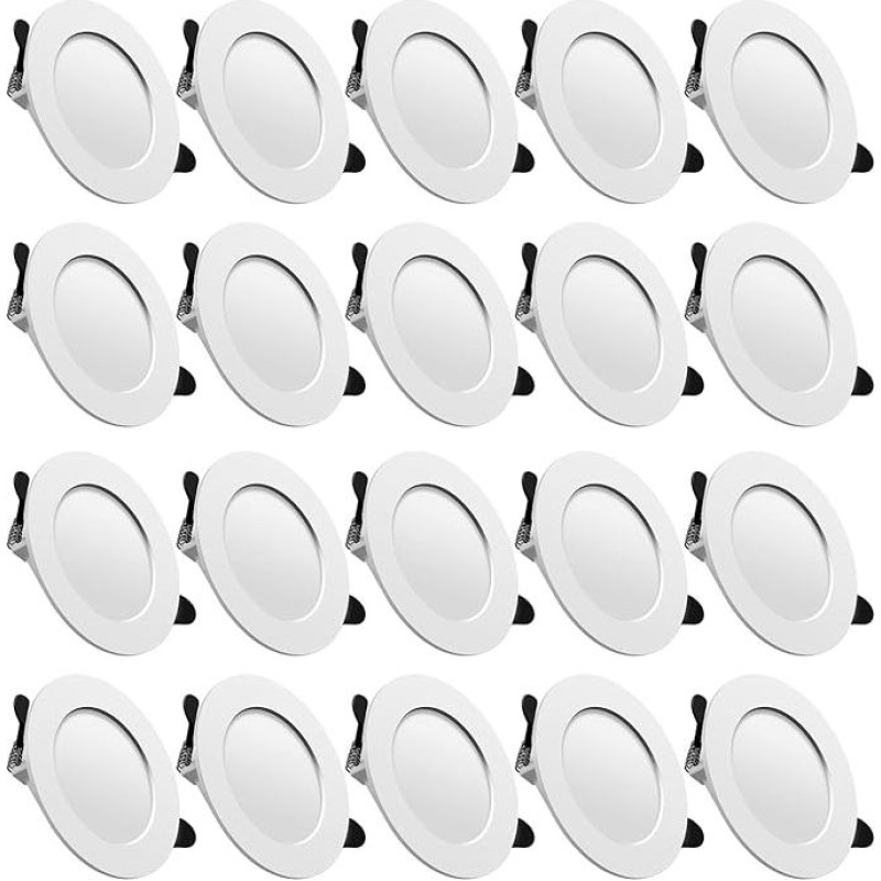 Tofisr LED Recessed Spotlight 230 V Downlights LED Spot Ultra Flat Includes 20 x 7 W 700 lm Warm White 2700 K Recessed Ceiling Spotlight Set