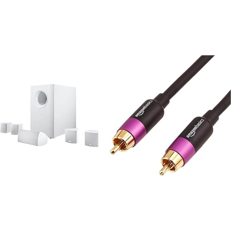 Canton Movie 95 Home Cinema System (100/120 Watt) White (Set) & Amazon Basics PBH-19089 - Subwoofer Cable, 4.6 m