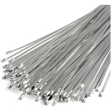 Pack of 100 Wire Mesh Fence Ties, 11.8 Inch Self-Locking Metal Ties Made of 304 Stainless Steel, Widely Used for Fixed Fences, Chain Link Fence Rolls, Exhaust Pipes, Outdoor, Workshop, etc.