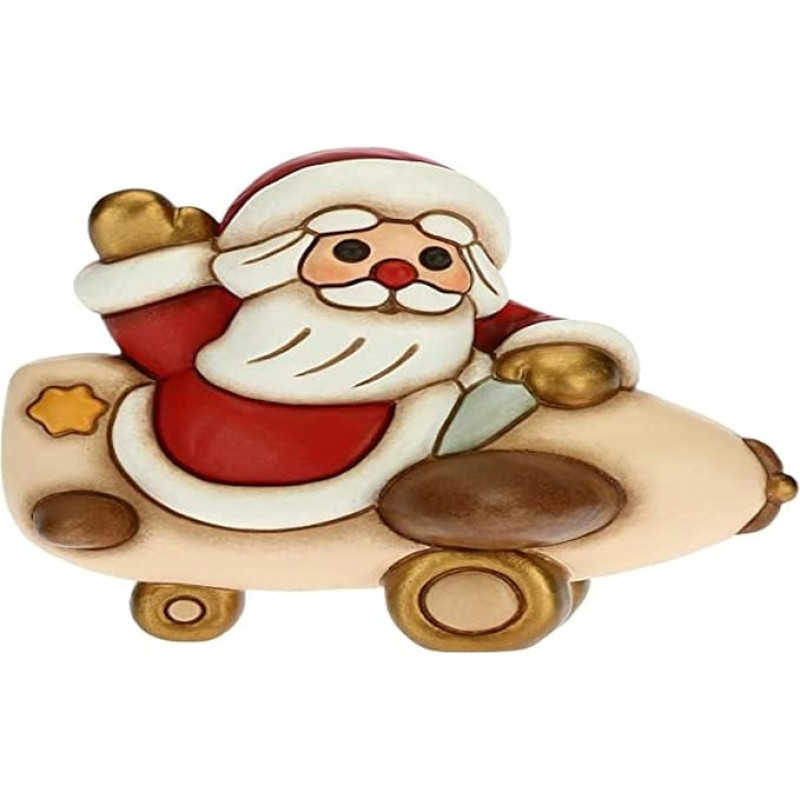 THUN - Santa Claus on Plane - Christmas Decoration House - Large Format - Ceramic - 10.5 x 9.5 x 10.5 H cm