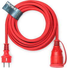 MUWAX Rubber Extension Cable 20 m for DIY, Garden, Household, for Temporary Outdoor Use and Medium Mechanical Stress H05RR-F 3G 1.5 mm² Red