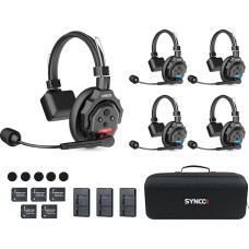 SYNCO XTALK X5 belaidžio vidinio ryšio ausinės, 2,4 GHz dvipusio belaidžio ryšio sistema 24H 350M, skirta filmų gamybai, komandos ryšio ausinės